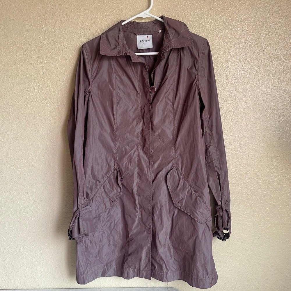 Aspesi Women's Mauve Purple Lightweight Trench Coat Jacket High End 9305687 Sz L